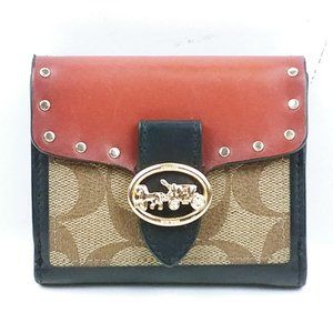 Coach women's Black & Orange Folded Wallet (Posh325)